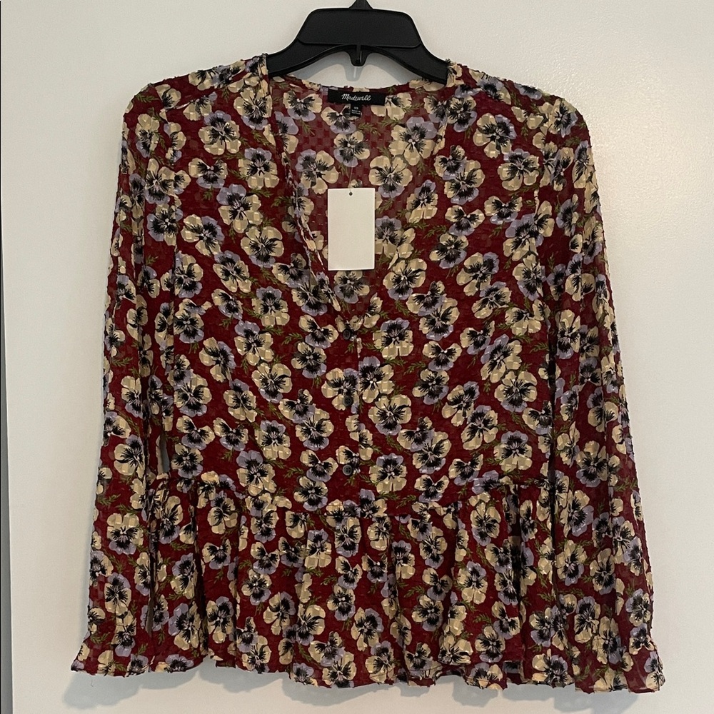 Madewell Floral Long Sleeve Top NEW XS